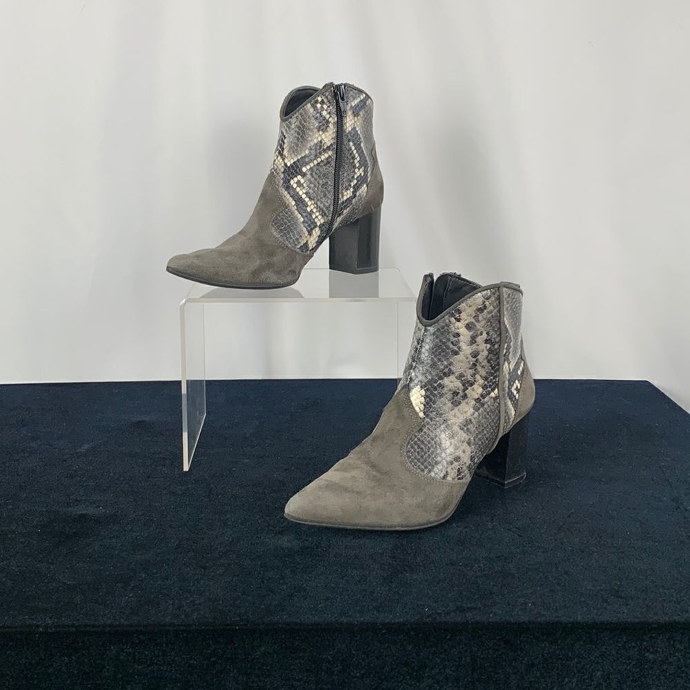 Dusano Grey Suede and Snakeskin Booties